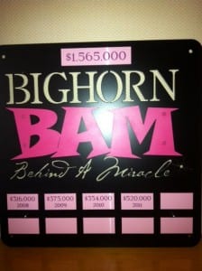 Sign for Bighorn BAM charity event.