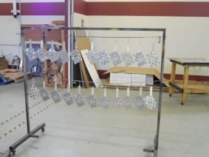 The Doral Tee Markers hanging to dry